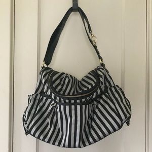 Henri Bendel Diaper Bag Silver Brown Stripes